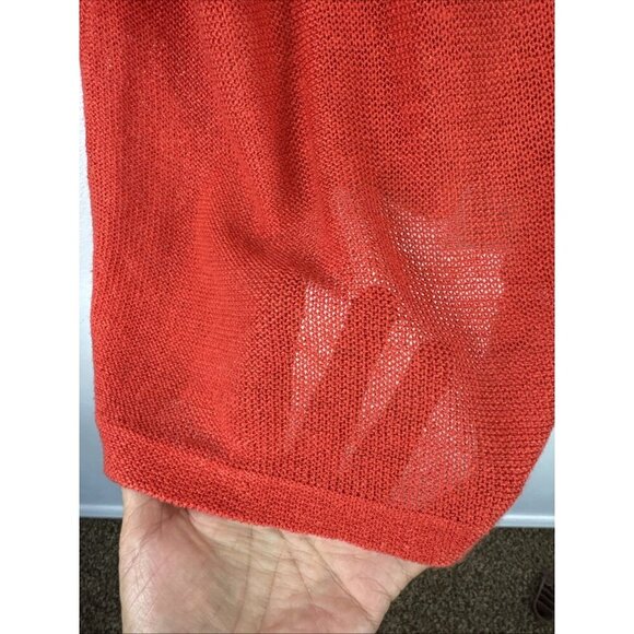 J Jill Women's Plus 3X One Linen Bld. Button LS Cardigan Sweater Orange EUC - Picture 3 of 10